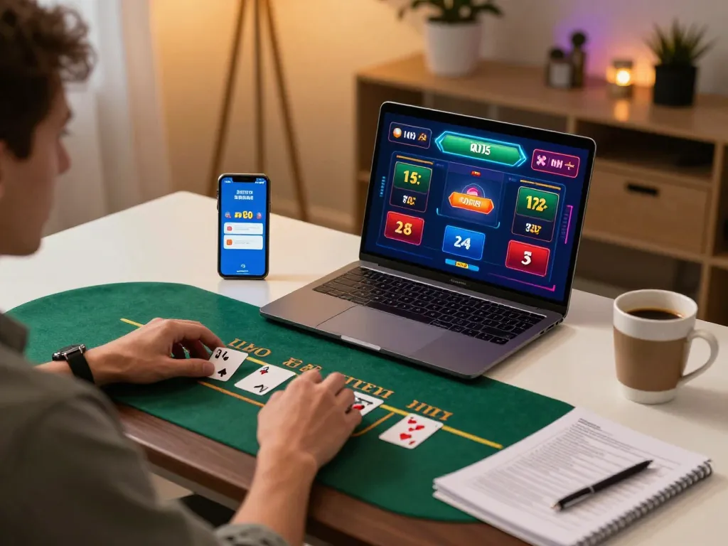 Engaging gameplay at CM88 online casino with laptop and betting options displayed.