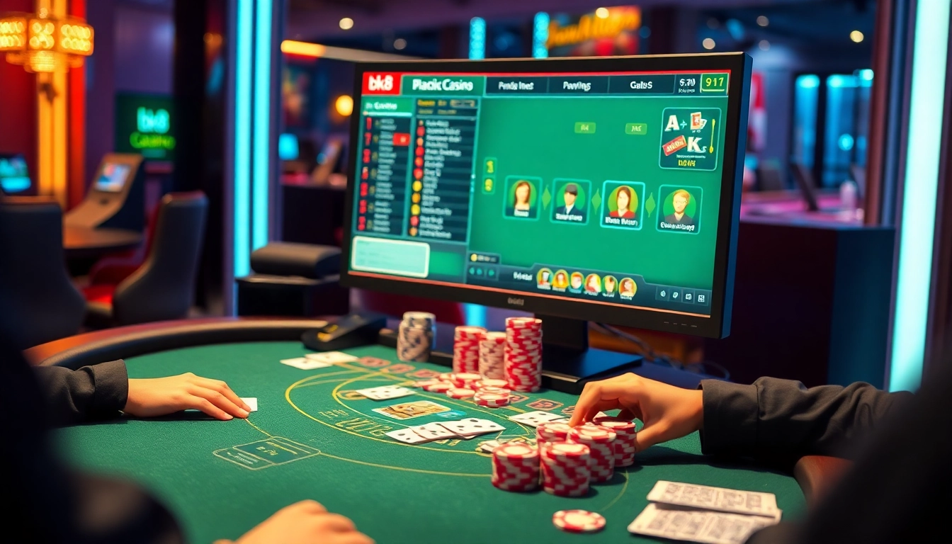 Players enjoying a vibrant online casino experience with bk8 สมัครสมาชิก at the forefront.