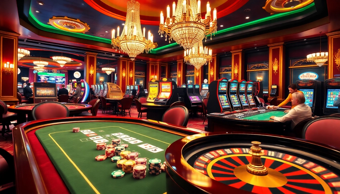 Gambling excitement at https://go999.de.com with a luxurious casino scene featuring poker and roulette.