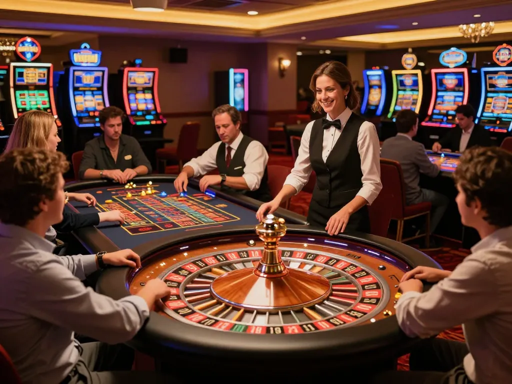 Players place bets at the RR88 roulette table under elegant casino lighting