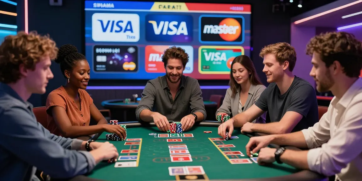 Exciting online gaming scene at casinos that accept credit cards, showcasing players enjoying various casino games in a lively atmosphere.