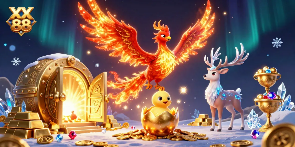 Engage in the excitement of XX 88 featuring a golden treasure vault and mystical creatures.