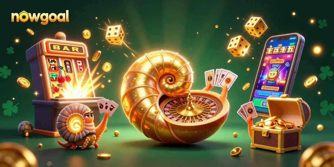 Engage with nowgoal's vibrant casino scene bursting with energy, featuring colorful slot machines and characters.