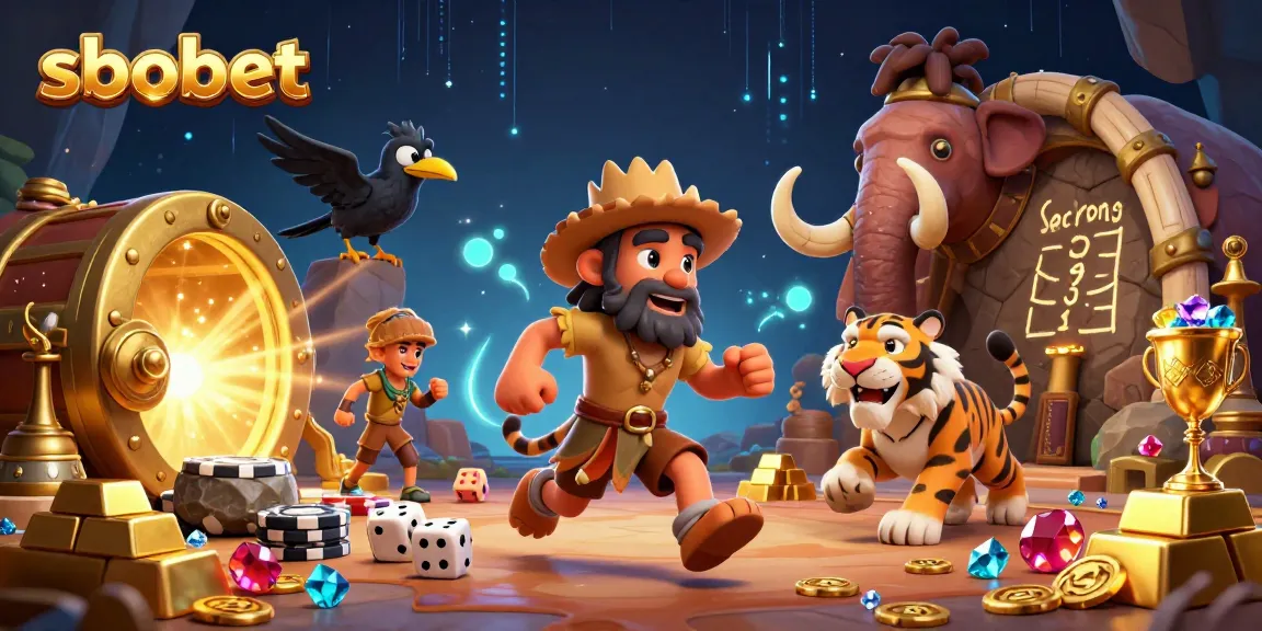 Experience sbobet sports betting excitement with a vibrant 3D casino scene featuring prehistoric characters.